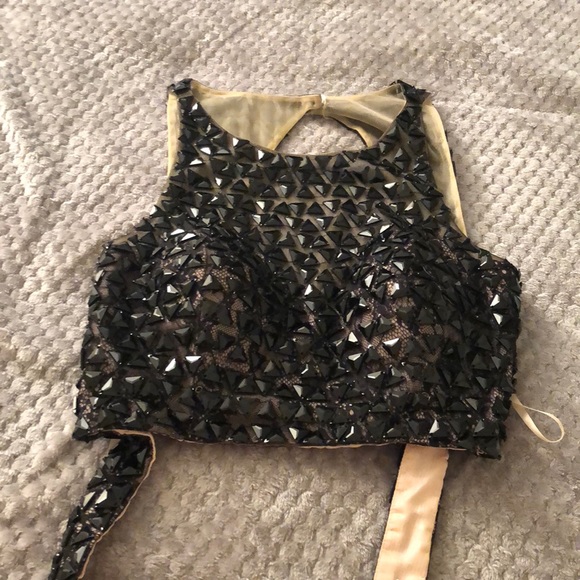 Long gem black 2 piece gown - Picture 2 of 6